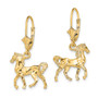 14K 3-D & Polished Leverback Horse Earrings