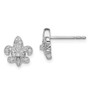 Sterling Silver Rhodium 0.16ct Diam. Fleur de Lis Post Earrings