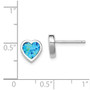 Sterling Silver Rhodium-plated Lab Created Opal Heart Post Earrings
