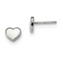 Sterling Silver Rhodium-plated Mother of Pearl Heart Post Earrings