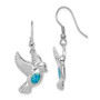 Sterling Silver Rhodium-plated Created Blue Opal Bird Dangle Earrings