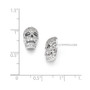 SS Rhodium-Plated CZ Brilliant Embers Polished Skull Post Earrings