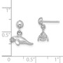 14K White Gold 3-D Polished Mini Manatee Dangle Earrings