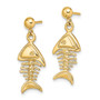 14K 3-D Fishbone Dangle Earrings