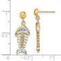 14k w/ Rhodium-Plated Fishbone Dangle Earrings