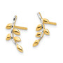 14K & White Rhodium Leaves Post Earrings