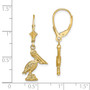 14K 3-D Pelican Standing Leverback Earrings