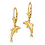 14K 3-D Mini Dolphin Jumping Leverback Earrings