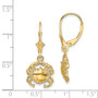 14K Polished & 2-D CRAB LEVERBACK EARRINGS