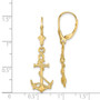 14K 3-D Anchor w/ Shackle & Entwined Rope Leverback Earrings
