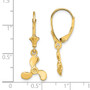 14K 3-D MINI THREE BLADE PROPELLER LEVERBACK EARRINGS / HP