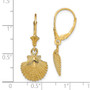 14K 2-D & Textured Scallop Shell Leverback Earrings