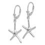 14K White Gold DANCING STARFISH (1of2) LEVERBACK EARRINGS