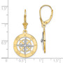 14K w/ Rhodium-Plated Nautical Compass Leverback Earrings