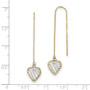 14k & Rhodium Polished Satin and D/C Heart Threader Earrings