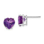 14k White Gold 8mm Heart Amethyst earring