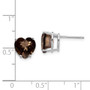 14kw 8mm Heart Checker-Cut Smoky Quartz Earring