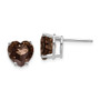 14kw 8mm Heart Smoky Quartz Earring