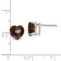 14kw 8mm Heart Smoky Quartz Earring