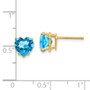 14k 7mm Heart Blue Topaz Earrings