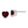 14k White Gold 7mm Heart Garnet Earrings