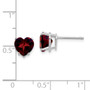 14k White Gold 7mm Heart Garnet Earrings