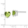 14k White Gold 7mm Heart Peridot Earrings