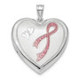 Sterling Silver Rhodium-plated 24mm Enameled, D/C Pink Ribbon Ash Holder