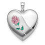 Sterling Silver Rhodium 24mm Satin Enamel D/C Rose Ash Holder Locket