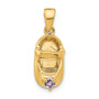 14k 3-D June Synthetic Stone Engraveable Baby Shoe Charm