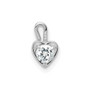 14k White Gold April Synthetic Birthstone Heart Charm