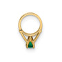 14K Ring with Dark Green Glass Stone Charm