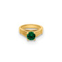 14K Ring with Dark Green Glass Stone Charm