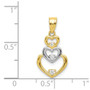 10K & Rhodium-plated CZ 3-Heart Pendant