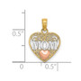 14K Two-tone & White Rhodium Polished MOM & Heart in Heart Pendant