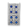14k White Gold Diamond & Sapphire Fancy Rectangle Pendant