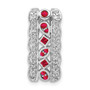 14k White Gold Diamond & .17 Ruby Fancy Chain Slide