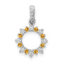 14k White Gold Diamond & .08 Citrine Fancy Circle Pendant