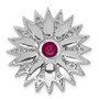 14k White Gold 3/8ct. Diamond & Ruby Flower Chain Slide