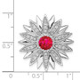 14k White Gold 3/8ct. Diamond & Ruby Flower Chain Slide