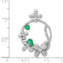 14k White Gold Diamond & Emerald Flower Pendant
