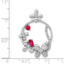 14k White Gold Diamond & .44 Ruby Flower Circle Pendant
