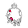 14k White Gold Diamond & .44 Ruby Flower Circle Pendant