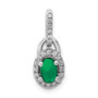 14k White Gold Halo Diamond & Cabochon .6 Emerald Pendant