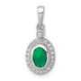 14k White Gold Halo Diamond & Cabochon .6 Emerald Pendant