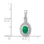 14k White Gold Halo Diamond & Cabochon .6 Emerald Pendant