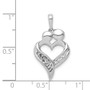 14k White Gold Diamond MOM Heart Pendant