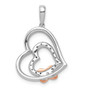 14k White & Rose Gold 1/15ct. Diamond Entwined Hearts Pendant