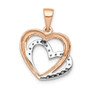 14K Rose Gold w/ Rhodium Diamond Entwined Hearts Pendant