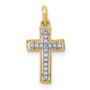 14K & Rhodium 1/20ct. Diamond Cross Pendant